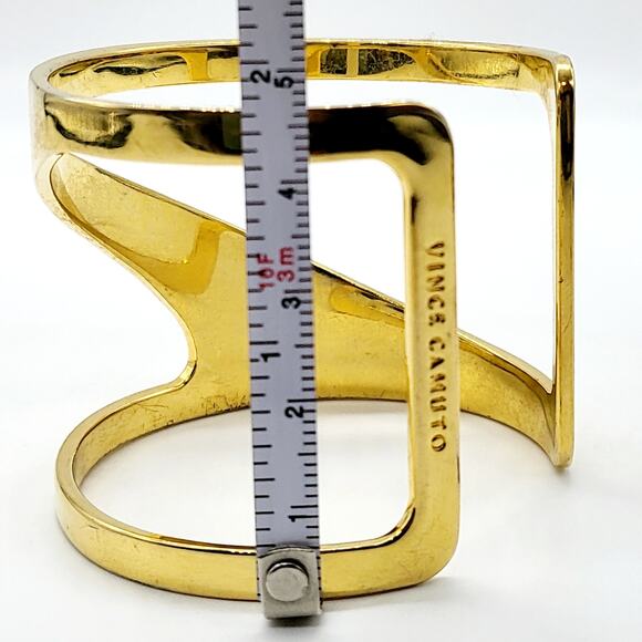 Vince Camuto Gold Tone Asymmetrical Wide Cut-Out Metal Cuff Women's Bracelet - Picture 6 of 8